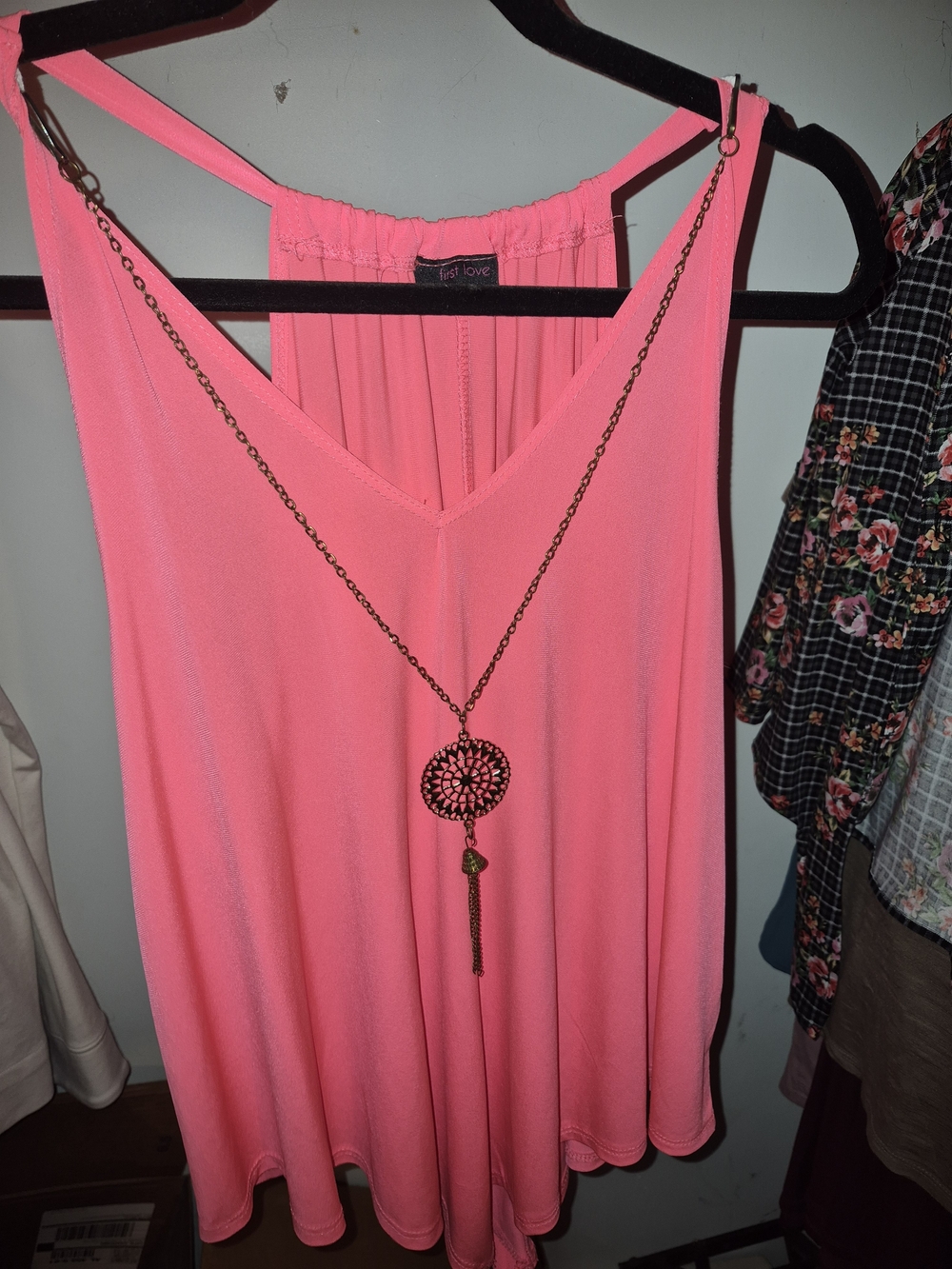 Bright Coral Pink Sleeveless V-Neck Tank
